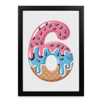 Anniversaire de la Glace Glace aux Gaufres Éclatées - Affiche encadrée (27 × 37 cm) - noir - Devant