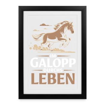 Dire motivant du cheval galopant dans la vie - Affiche encadrée (27 × 37 cm) - noir - Devant