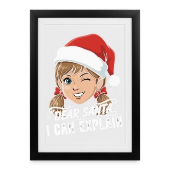 Lieber Weihnachtsmann, ich kann es erklären - Gerahmtes Poster (27 × 37 cm) - Schwarz - Vorne