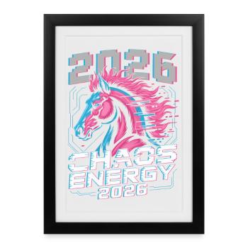 Étalon néon 2026 Énergie du Chaos - Affiche encadrée (27 × 37 cm) - noir - Devant