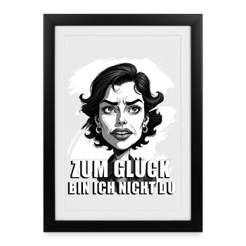 Caricature with "Fortunately..." quote - Framed poster (27 × 37 cm) - black - Front