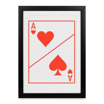 Ace of Heart Costume Poker Carnaval Cadeau Drôle - Affiche encadrée (27 × 37 cm) - noir - Devant