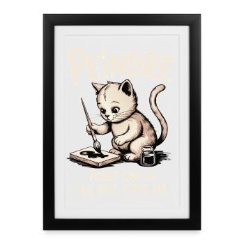 Peindre parce que la violence c'est mal - Affiche encadrée (27 × 37 cm) - noir - Devant