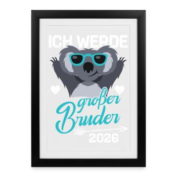 Je vais être Big Brother Bébé Enceinte 2026 - Affiche encadrée (27 × 37 cm) - noir - Devant