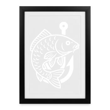 Carp Jumping Fish Fishing Hook - Framed poster (27 × 37 cm) - black - Front