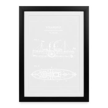 Steamboat Blueprint Steamship - Framed poster (27 × 37 cm) - black - Front