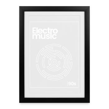 Electro Maze Techno Tee des années 90 - Affiche encadrée (27 × 37 cm) - noir - Devant