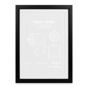 Toilet Paper Patent Blueprint - Framed poster (27 × 37 cm) - black - Front