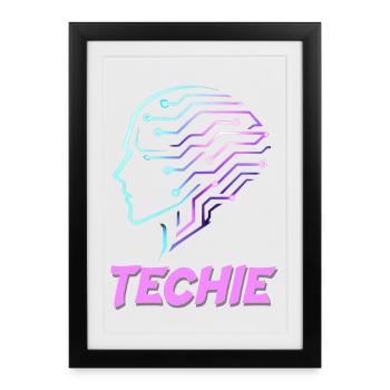 Technicien de circuits à tête néon - Affiche encadrée (27 × 37 cm) - noir - Devant