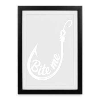 Bite Me Hook Illustration - Framed poster (27 × 37 cm) - black - Front