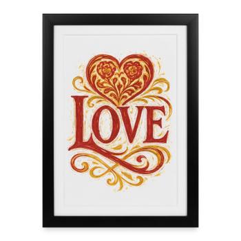 Love - Heart - Valentine's Day - Wedding - Framed poster (27 × 37 cm) - black - Front