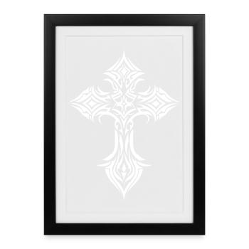 Talisman de la Croix Tribale - Affiche encadrée (27 × 37 cm) - noir - Devant