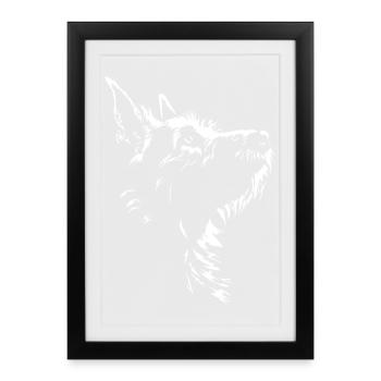 Berger Picard Silhouette de chien Wilsigns - Affiche encadrée (27 × 37 cm) - noir - Devant