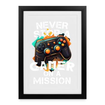 Gamer gaming enthusiast video games console funny - Framed poster (27 × 37 cm) - black - Front