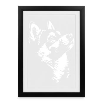 Silhouette du trèfle Kai d’Alaska Dog Wilsigns - Affiche encadrée (27 × 37 cm) - noir - Devant