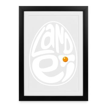 Country Egg - Fans de poulet - Coq - Coq - Bio - Affiche encadrée (27 × 37 cm) - noir - Devant