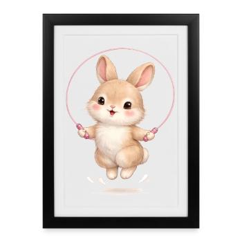 Cute bunny jumping rope - Framed poster (27 × 37 cm) - black - Front