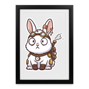Steampunk Bunny Messenger Backpack Steam - Framed poster (27 × 37 cm) - black - Front