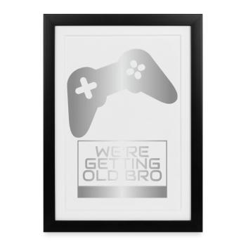 Old Bro Retro Gamer Tee - Affiche encadrée (27 × 37 cm) - noir - Devant