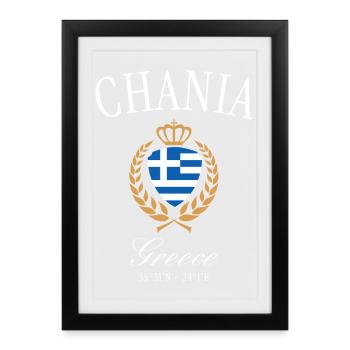 Couronne des armoiries de La Canée Grèce – Souvenir de voyage - Affiche encadrée (27 × 37 cm) - noir - Devant