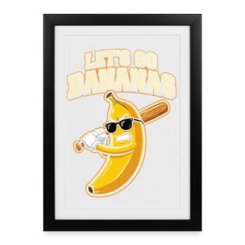 Lets Go Bananas Baseball Funny Sports Design - Framed poster (27 × 37 cm) - black - Front