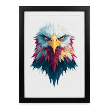 Impressive eagle piercing gaze - Framed poster (27 × 37 cm) - black - Front
