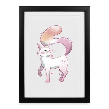 Fierté lesbienne chatte mignonne - Affiche encadrée (27 × 37 cm) - noir - Devant