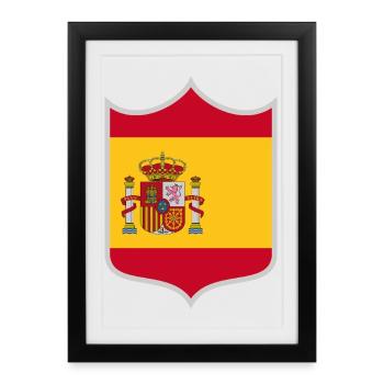 Spanien Flagge Wappen - Gerahmtes Poster (27 × 37 cm) - Schwarz - Vorne