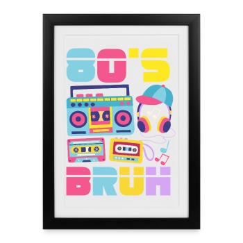Retour rétro au design vintage des années 80 - Affiche encadrée (27 × 37 cm) - noir - Devant