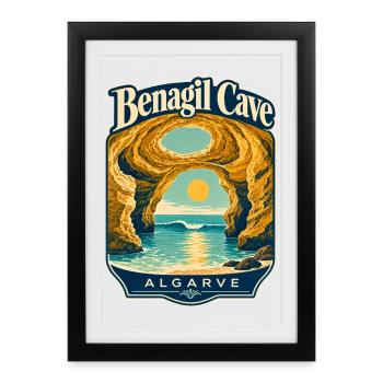 Benagil Cave Algarve Portugal Travel Souvenir - Framed poster (27 × 37 cm) - black - Front
