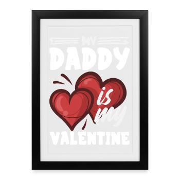 Cœur rétro design de la Saint-Valentin Amour - Affiche encadrée (27 × 37 cm) - noir - Devant