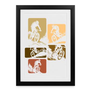 VTT Rétro Descente Vélo Vintage - Affiche encadrée (27 × 37 cm) - noir - Devant