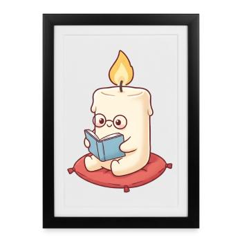 Candle reading a book - Framed poster (27 × 37 cm) - black - Front