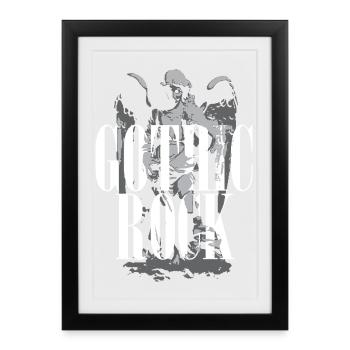 Gothic Rock avec une typographie à design angelique - Affiche encadrée (27 × 37 cm) - noir - Devant