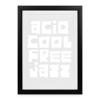 Logo musical Acid Cool Free Jazz - Affiche encadrée (27 × 37 cm) - noir - Devant