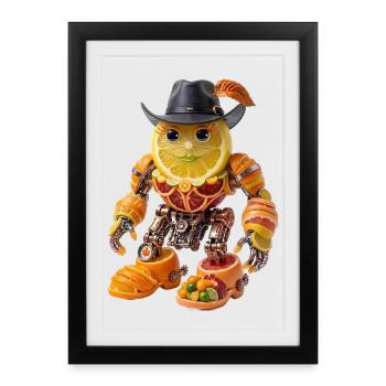 Fruit Steampunk Robot Agrume - Affiche encadrée (27 × 37 cm) - noir - Devant