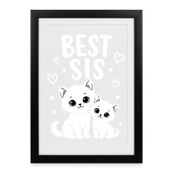 Meilleures sœurs Chats Meilleures Sœurs Chat - Affiche encadrée (27 × 37 cm) - noir - Devant