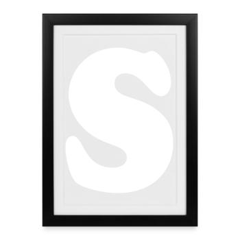 Impression de style S grand | Lettre S | S Logo - Affiche encadrée (27 × 37 cm) - noir - Devant