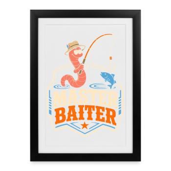 Maître Baiter Jeu de mots Ange - Affiche encadrée (27 × 37 cm) - noir - Devant