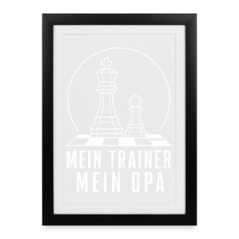 Mein Trainer mein Opa – Schach König & Bauer Art - Gerahmtes Poster (27 × 37 cm) - Schwarz - Vorne