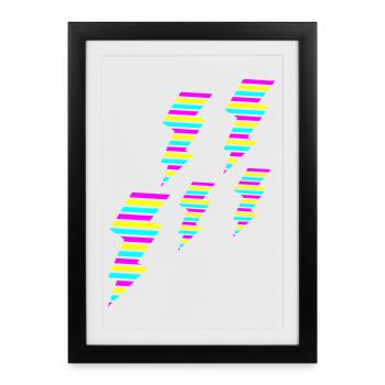 tri color flash blitz electro power - Affiche encadrée (27 × 37 cm) - noir - Devant