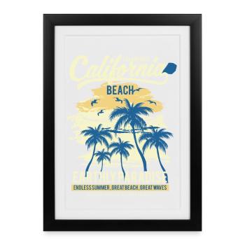 Paradis terrestre de la plage californienne - Affiche encadrée (27 × 37 cm) - noir - Devant