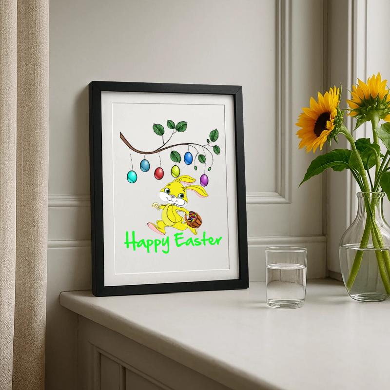 Easter Easter, happy easter, easter bunny, happy easter Framed poster (27 × 37 cm)