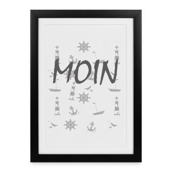 Symboles maritimes Moin - Affiche encadrée (27 × 37 cm) - noir - Devant