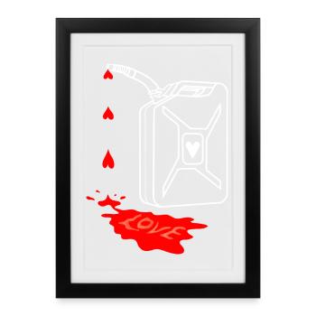 love is my fuel, gasoline jerrycan, gasoline canister - Framed poster (27 × 37 cm) - black - Front