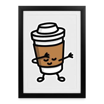Dab / dabbing cardboard coffee cup - Affiche encadrée (27 × 37 cm) - noir - Devant