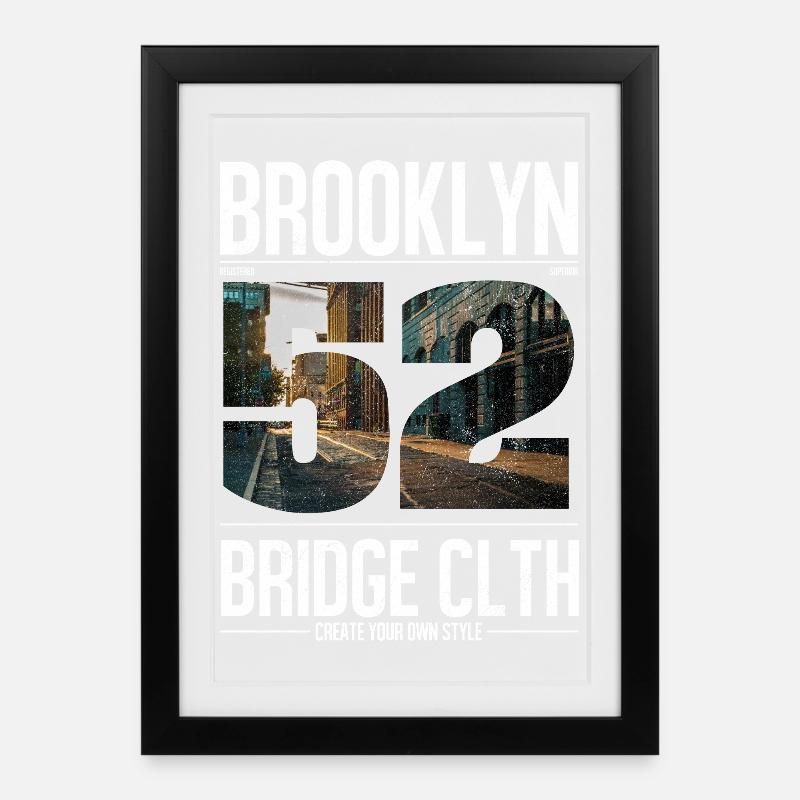 Brooklyn Bridge Streetline - Framed poster (27 × 37 cm) - black