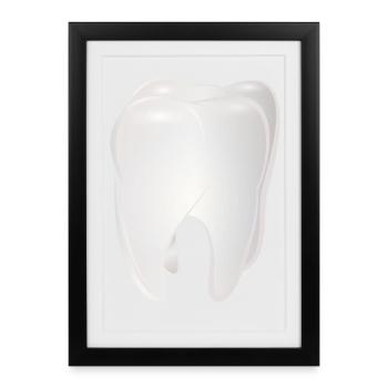 Dent blanche radieuse - Affiche encadrée (27 × 37 cm) - noir - Devant