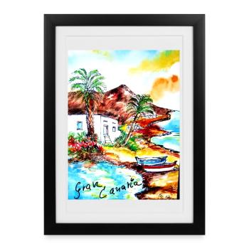 EG Vacances I Gran Canaria I Île I Idée cadeau - Affiche encadrée (27 × 37 cm) - noir - Devant
