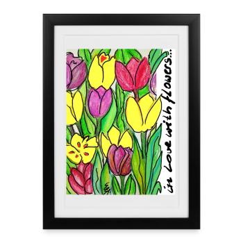 CE Fleurs ITulpen IGarten I flowers Anniversaire i - Affiche encadrée (27 × 37 cm) - noir - Devant